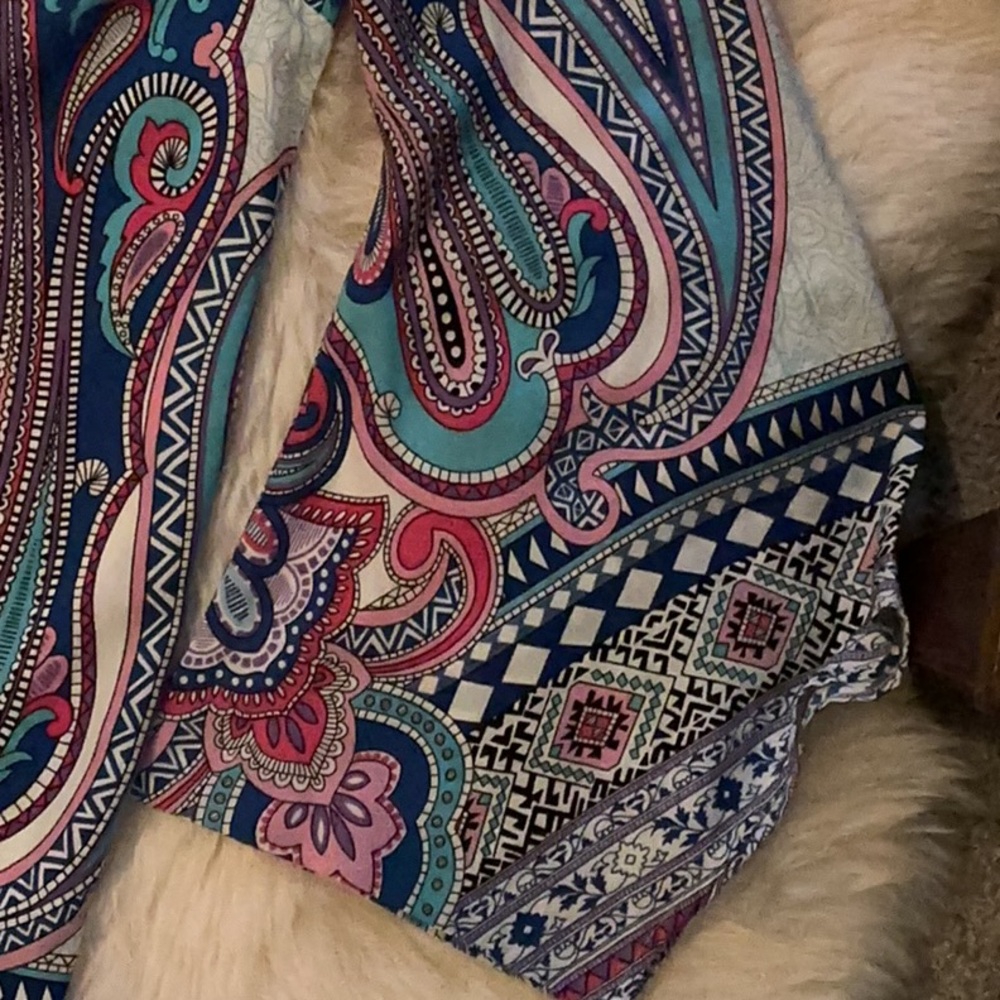 NWOT Pink Owl Apparel Paisley Multicolor Dress w/ Unique Shaped Bell Sleeves - Picture 13 of 15